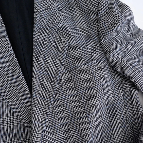 Savile Row 100% Wool Plaid Sport Jacket Blazer ~Grey/Black ~See Measurements Pic - Picture 9 of 16